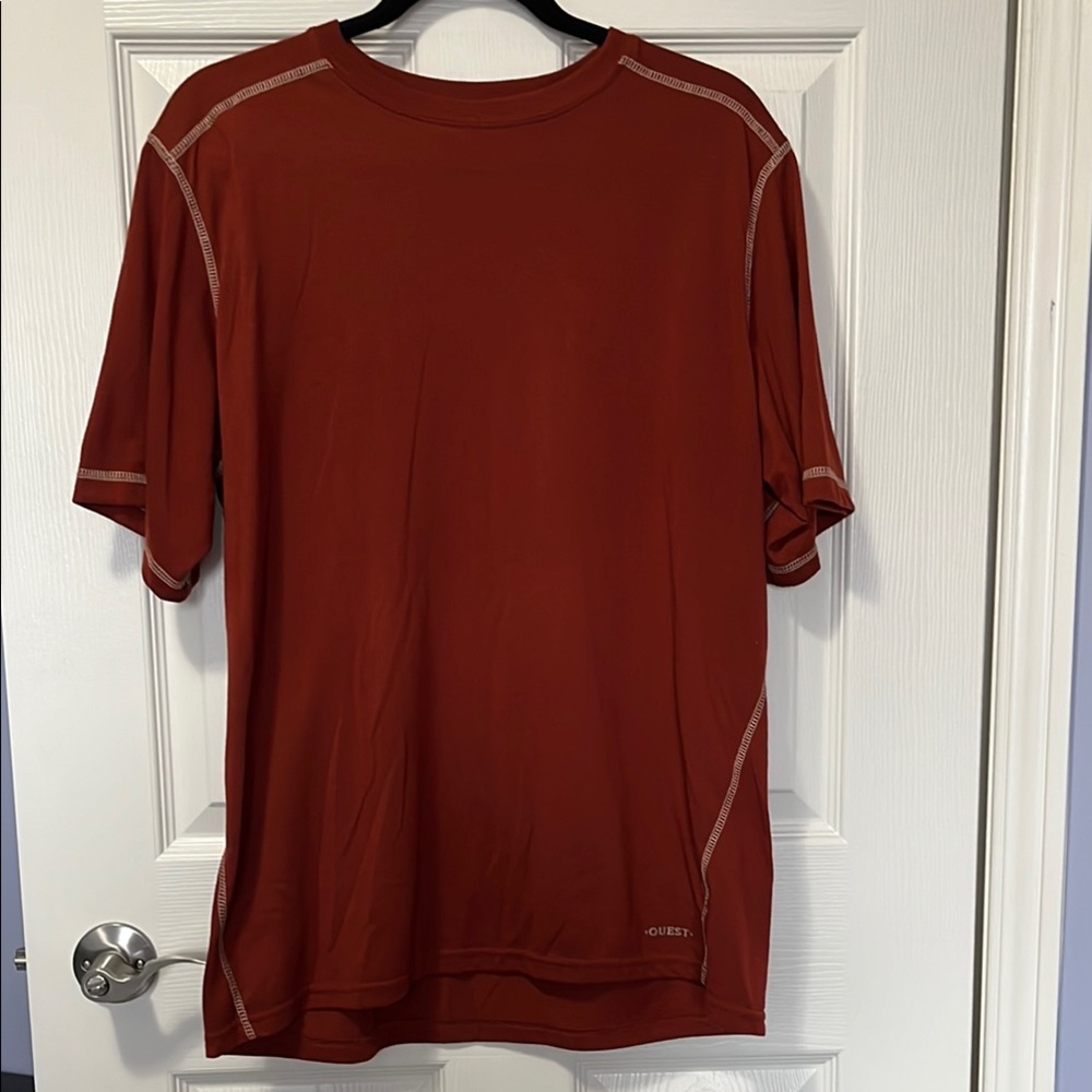Men's Red-Orange Short Sleeve Athletic Tee Shirt Summer Casual Outdoorsy